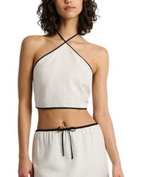 Onia - Air Linen Cropped Linen-Blend Halter Top - Lyst