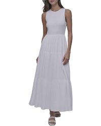 DKNY - Tiered Smocked Bodice Dress - Lyst