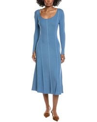 Tahari - Deep Scoop Neck A-Line Midi Dress - Lyst