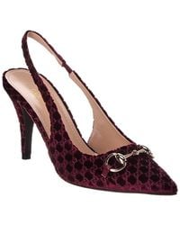 Gucci - Horsebit Gg Velvet Slingback Pump - Lyst