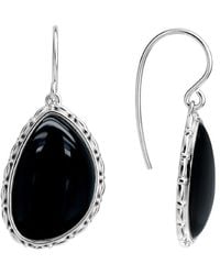 Italian Silver - Onyx Dangle Earrings - Lyst