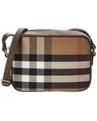 Burberry - Small Check Canvas & Leather Camera Bag - Lyst