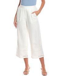 Tahari - Embroidered Linen-Blend Pant - Lyst