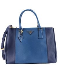 Prada - Saffiano Leather Bicolor Double Zip Lux Tote Medium (Authentic Pre- Loved) - Lyst