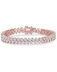 Genevive Jewelry - 18k Rose Gold Vermeil Cz Tennis Bracelet - Lyst