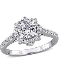 Lab Grown Diamonds - Created Forever 14K 1.16 Ct. Tw. Lab-Grown Diamond Halo Ring - Lyst