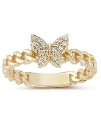 Ember Fine Jewelry - 14k 0.11 Ct. Tw. Diamond Curb Chain Butterfly Ring - Lyst