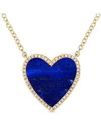 Sabrina Designs - 14K 3.03 Ct. Tw. Diamond & Lapis Heart Necklace - Lyst