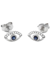 Gemstones - 0.18 Ct. Tw. Diamond & Sapphire 14K Earrings - Lyst
