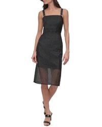 DKNY - Circle Organza Eyelet Midi Dress - Lyst
