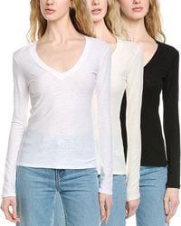 James Perse - 3Pk Relaxed V-Neck T-Shirt - Lyst