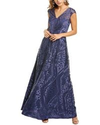 JS Collections Embroidered Gown - Blue