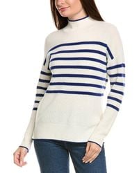 Kier + J - Kier + J Mock Neck Striped Wool & Cashmere-Blend Sweater - Lyst