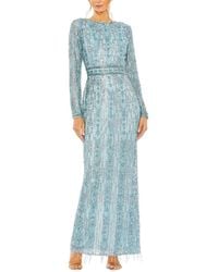Mac Duggal - High Neck Crystal Fringe Column Dress - Lyst