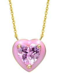 Rachel Glauber - 14k Plated Cz Heart Necklace - Lyst