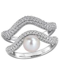 Rina Limor - 0.78 Ct. Tw. Topaz & 6.0-6.5Mm Pearl Curved Ring Set Ring - Lyst
