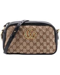 Gucci - Black Diagonal Quilted GG Canvas & Leather GG Marmont Shoulder Bag Small (authentic Pre-loved) - Lyst