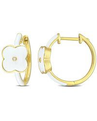 Rina Limor - Gold Over Silver Sapphire Enamel Floral Hoops - Lyst
