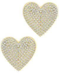 Sterling Forever - 14K Plated Cz Disco Heart Statement Stud Earrings - Lyst