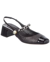 Miu Miu - Logo Leather Slingback Pump - Lyst