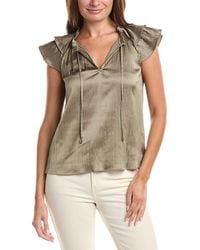 DKNY - Ruffle Neck Tie Top - Lyst