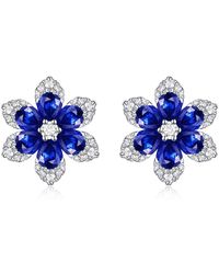 Sabrina Designs - 14k 2.36 Ct. Tw. Diamond & Sapphire Flower Earrings - Lyst