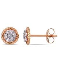 Diamond Select Cuts - 14K Rose & Rhodium 0.22 Ct. Tw. Diamond Floral Earrings - Lyst