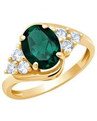 MaxColor - 10K 1.70 Ct. Tw. Lab-Grown Emerald Halo Ring - Lyst