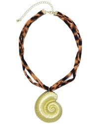 Adornia - Plated Shell On Leopard Print Adjustable Necklace - Lyst