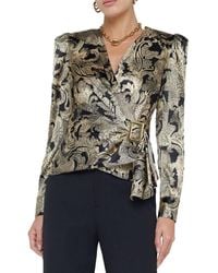 L'Agence - Bensen Silk-Blend Wrap Blouse - Lyst