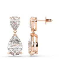 Lab Grown Diamonds - 14K Rose 8.00 Ct. Tw. Lab-Grown Diamond Earrings - Lyst