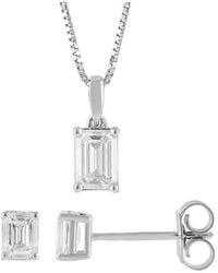 Lab Grown Diamonds - 14K 1.00 Ct. Tw. Lab-Grown Diamond Solitire Earring & Pendant Set - Lyst