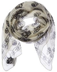 McQueen - Skull Silk-blend Scarf - Lyst