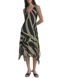 DKNY - Layered Crinkle Chiffon Dress - Lyst