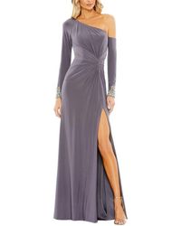 Mac Duggal - Side Twist Drop Shoulder Beaded Cuff Gown - Lyst