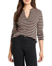 NIC+ZOE - Petite Striped Henley T-Shirt - Lyst