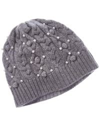 Forte - Cashmere Pearl Studded Cashmere Hat - Lyst