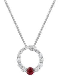 Gemstones - 14K Diamond .32 Ct. & .15 Ct.Ruby Pendant Necklace - Lyst
