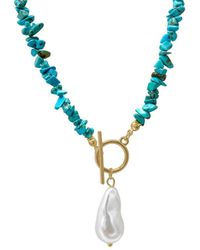 Adornia - 14k Plated Pearl Toggle Necklace - Lyst