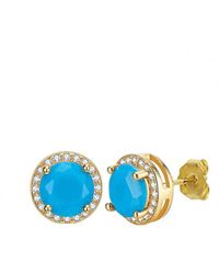 Liv Oliver 18k Plated 12.75 Ct. Tw. Turquoise Cz Earrings - Blue