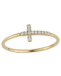 Nephora - 14k 0.08 Ct. Tw. Diamond Sideways Cross Ring - Lyst