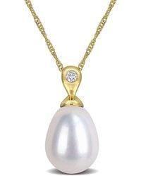 Created Forever - 0.03 Ct. Tw. Lab-Grown Diamond & 9-10Mm Pearl 10K Pendant - Lyst