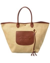 Longchamp - Le Pliage Collection Large Raffia Basket Bag - Lyst