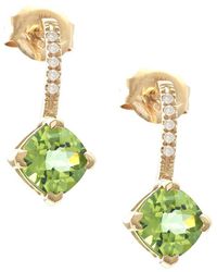 Gemstones - 1.15 Ct. Tw. Diamond & Peridot 14K Earrings - Lyst