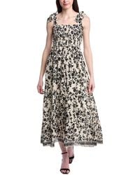 Max Studio - Self Tie Smocked Bodice Maxi Dress - Lyst