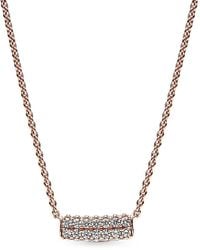 PANDORA - Timeless 14K Rose Plated Cz Necklace - Lyst