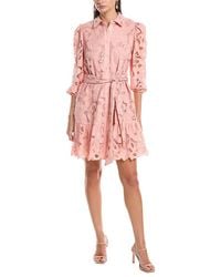 Anne Klein - Scalloped Hem Tiered Lace Shirtdress - Lyst