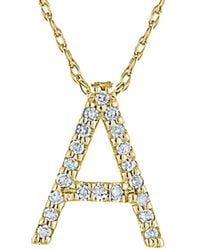 Suzy Levian - 14k 0.1 Ct. Tw. Diamond Initial Necklace - Lyst