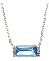 Gemstones - Silver 0.57 Ct. Tw. Diamond & Blue Topaz Bar Necklace - Lyst