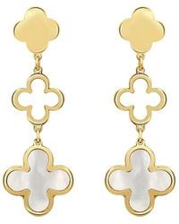 Italian Gold - 14K Mother Of Pearl Clover Dangle Earrings - Lyst